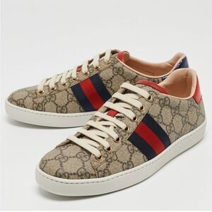 Gucci Men's Monogram Low Top Leather Trim Sneakers size 41.5 Nordstroms